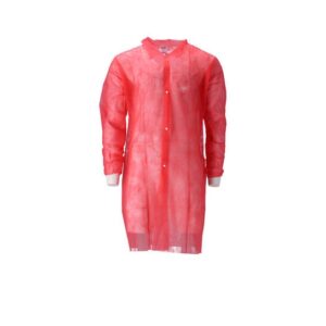 Bezoekersjas PP n-w drukknop rood maat 2XL