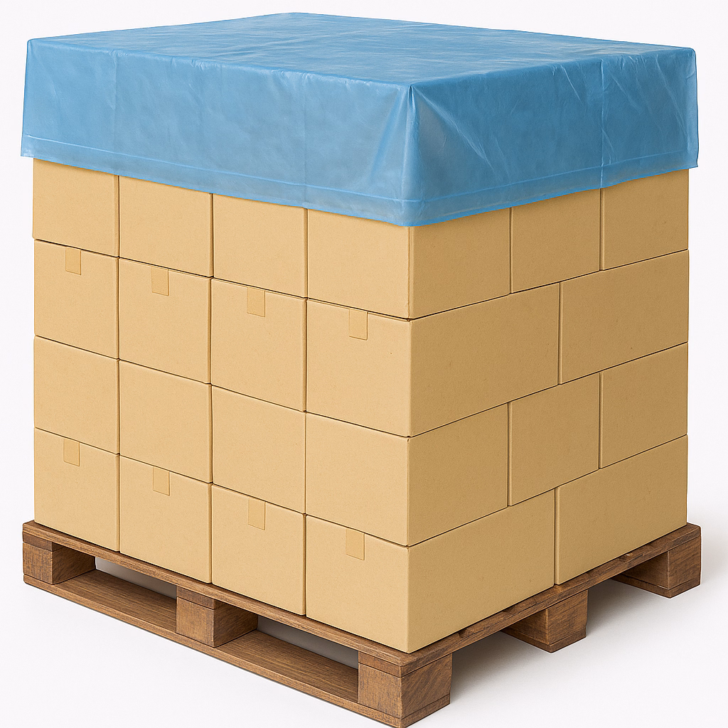 Afdekhoes blokpallet C&P PE 85x125x25 cm 30mu blauw detecteerbaar