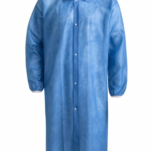 Bezoekersjas PP n-w drukknop blauw maat 2XL