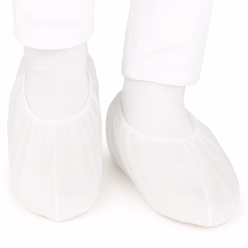 Overschoen PP n-w met black rubber zool ESD wit