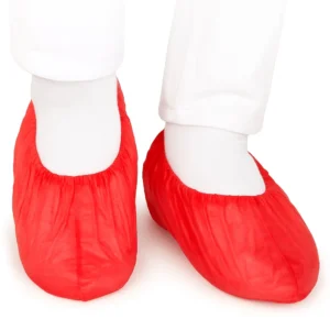 Overschoen PE 41 x 15 cm 40 mu rood