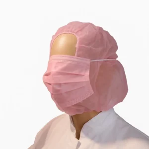 Hoofdkap PP n-w met 2-laags mondmasker roze