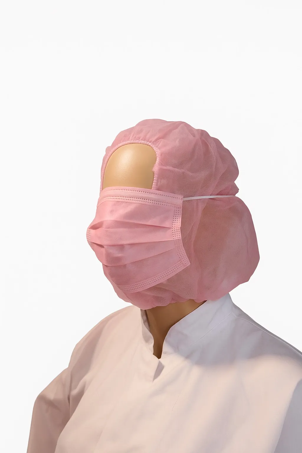 Hoofdkap mondmasker roze