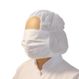 Hoofdkap PP n-w met 2-laags mondmasker wit
