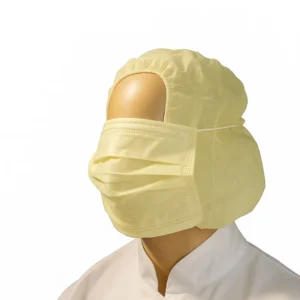 Hoofdkap PP n-w met 2-laags mondmasker geel