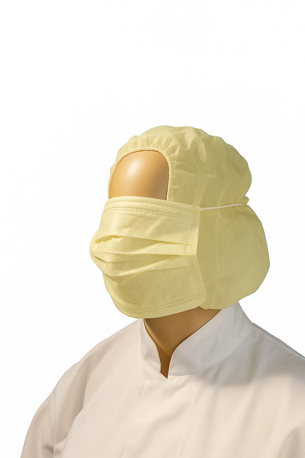 Hoofdkap met mondmasker geel