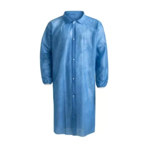 Bezoekersjas PP n-w drukknop blauw maat 2XL